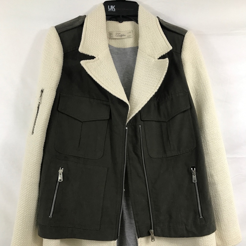 Zara Trafaluc Weave Textured Jacket Coat
